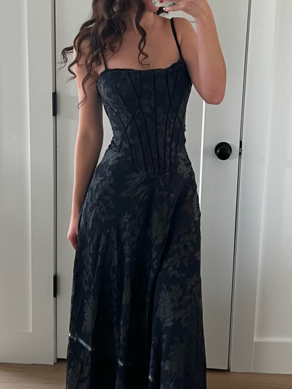 House Of Cb ESME Midnight Blue Lurex Chiffon Maxi Dress - Picture 3 of 9